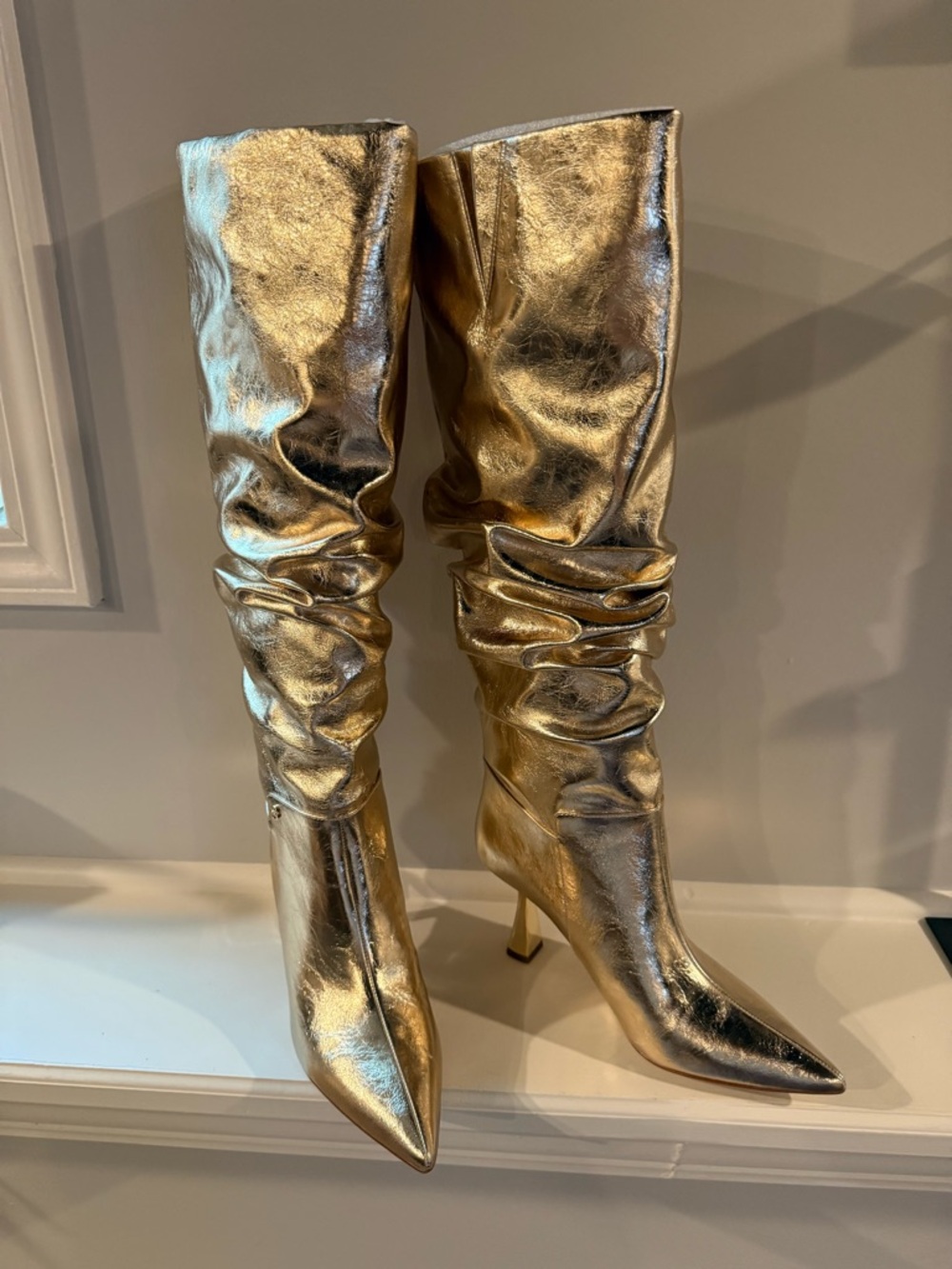 Michael Kors Metallic Gold Knee-High Slouch Boots size 8.